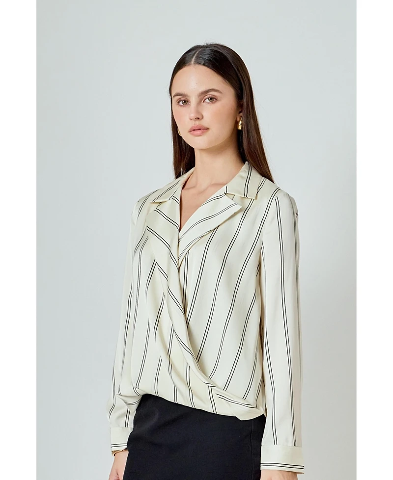 endless rose Women's Striped Wrap Blouse