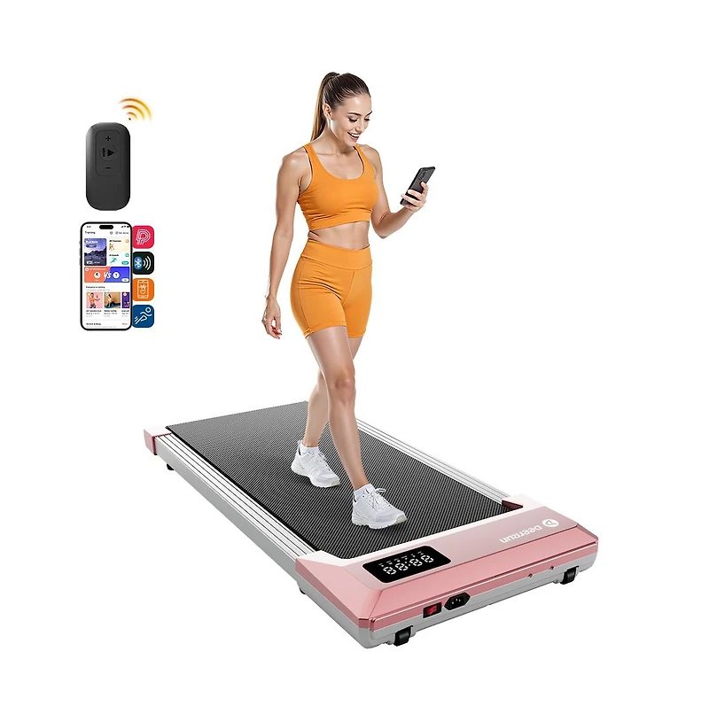 Deerrun Treadmills 15.3539.37 Inch Belt Gold Color,3 in 1 350lbs Capacity Under Desk Walk Pad, 0.6-3.8 Mph with PitPat App