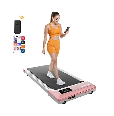 Deerrun Treadmills 15.3539.37 Inch Belt Gold Color,3 in 1 350lbs Capacity Under Desk Walk Pad, 0.6-3.8 Mph with PitPat App