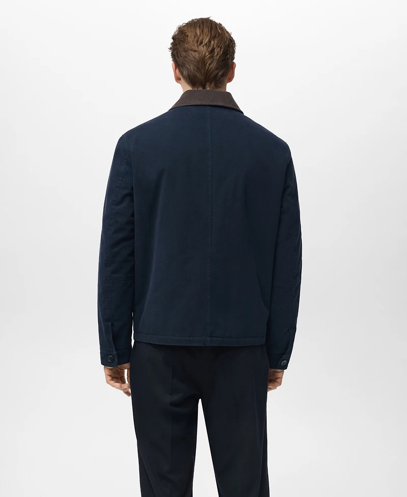 Mango Men's Corduroy Collar Quilted Jacket