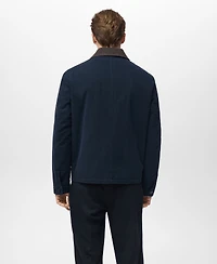 Mango Men's Corduroy Collar Quilted Jacket