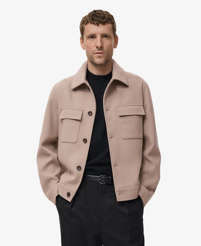 Mango Men's Lapel Pockets Wool Effect Jacket