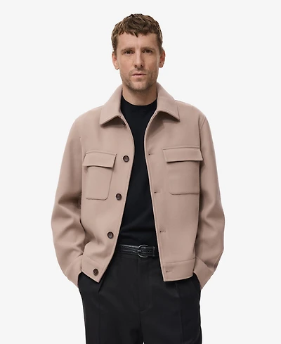 Mango Men's Lapel Pockets Wool Effect Jacket