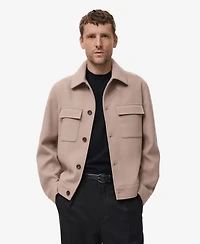 Mango Men's Lapel Pockets Wool Effect Jacket