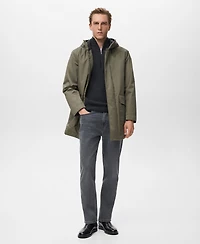 Mango Men's Water-Repellent Hood Quilted Parka