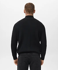 Mango Men's Ribbed-Knit Zipper Cardigan