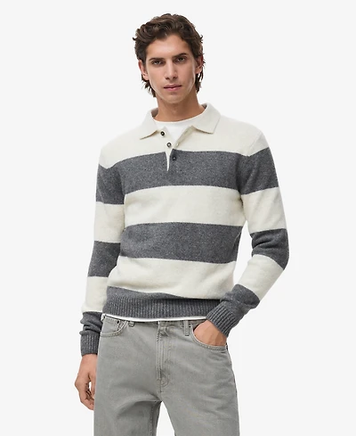 Mango Men's Knitted Wool Blend Polo Sweater