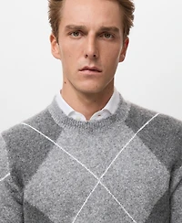 Mango Men's Argyle Knit Sweater