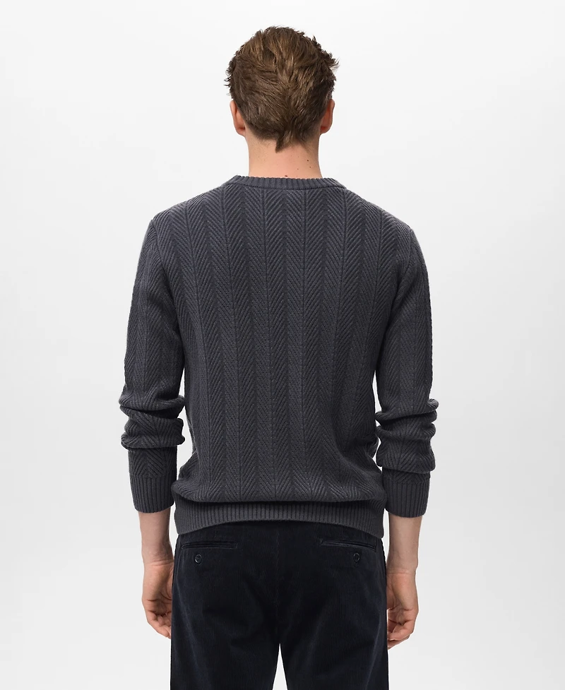 Mango Men's Herringbone Structured Sweater