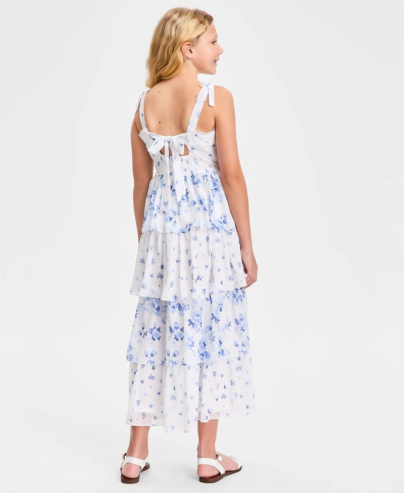 Rare Editions Girls' 7-16 Beaded Soutache Square Neck Dress