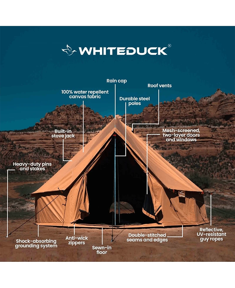 White Duck Outdoors Regatta Bell Tent- 16.5' (Forest Green, Fire Water Repellent