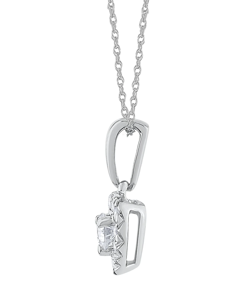 Macy's Diamond Heart Shape Halo Pendant Necklace (1/4 ct. t.w.) 10k Yellow Gold (also White Gold)