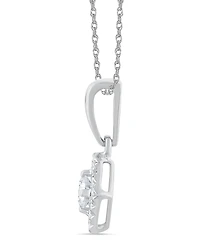 Macy's Diamond Round Shape Halo Design Pendant Necklace (1/4 ct. t.w.) in 10k White Gold