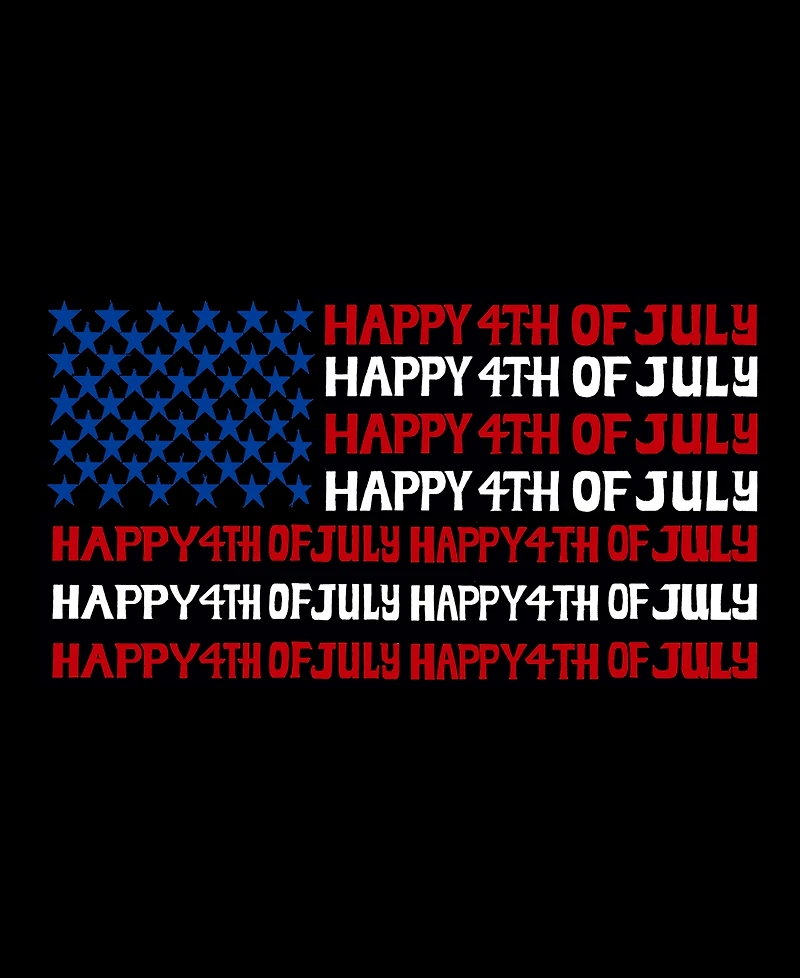 La Pop Art Women's Happy 4th of July Word Long Sleeve T-Shirt