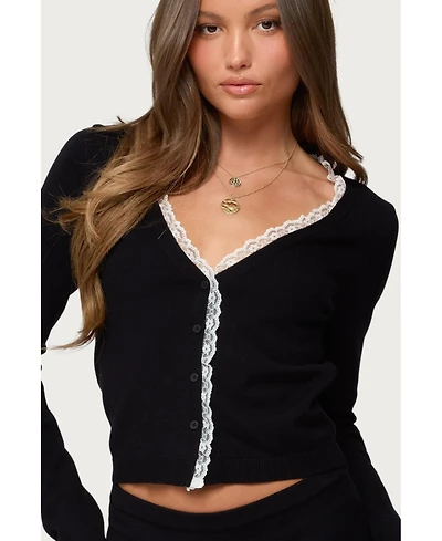 Edikted Women's Sansa Lacey Knit Cardigan
