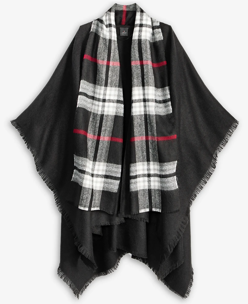 Fraas Solid Plaid Ruana Wrap