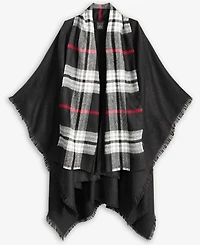 Fraas Solid Plaid Ruana Wrap