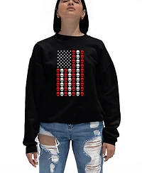 La Pop Art Women's Skull Flag Word Crewneck Sweatshirt