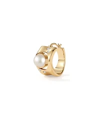 Retro Chic Dawn Light Pearl Hoop Earrings