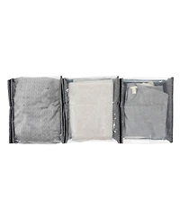 Household Essentials Under Bed Zippered Sweater Storage Bags with Clear Vision Panel, Set of 3, Graphite Grey