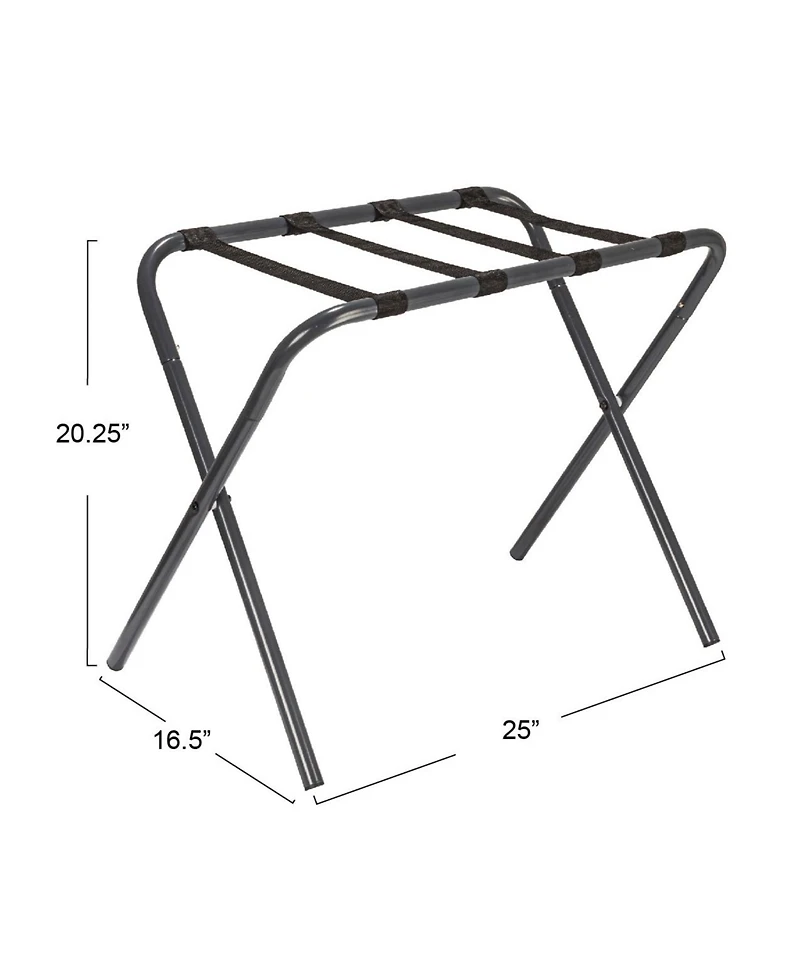 Household Essentials Luggage Rack, Grey Frame with Black Straps