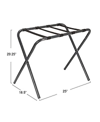 Household Essentials Luggage Rack, Grey Frame with Black Straps