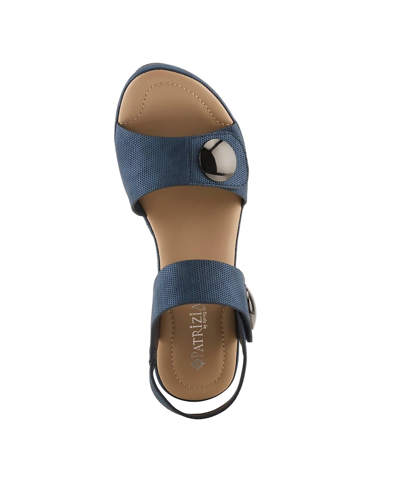 Patrizia Women's Dade-woven Textured Platform Sandals with Metallic Button Detail