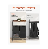 Slickblue Rolling Laundry Hamper with 2 Tiers, 2 Bags, and Hooks