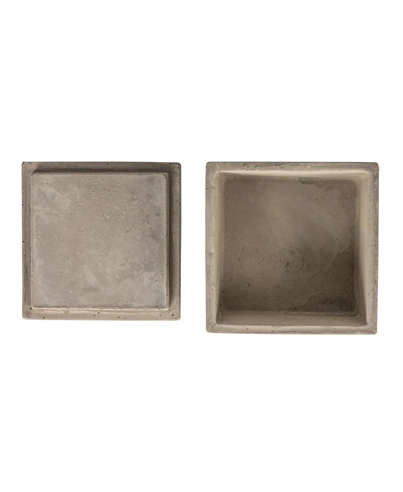 Storied Home Contemporary Cement Boxes with Lids, Grey, Set of 2