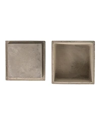 Storied Home Contemporary Cement Boxes with Lids, Grey, Set of 2