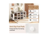 Slickblue Shoe Storage Bench with Umbrella Holder and Adjustable Shelf