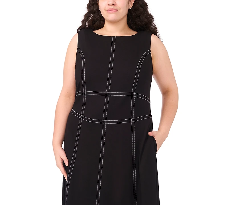Msk Plus Sleeveless Seamed Midi Dress