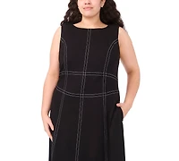 Msk Plus Sleeveless Seamed Midi Dress