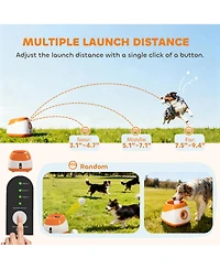 PawHut Automatic Dog Ball Launcher, Dog Ball Thrower, 26-79 Ft Disce