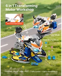 Mecale Motorcycle Engine Toy, 25 Pcs Mechanic Set with Lights & Sounds, Removable Parts, Simulated Riding, Workshop Toy for Kids