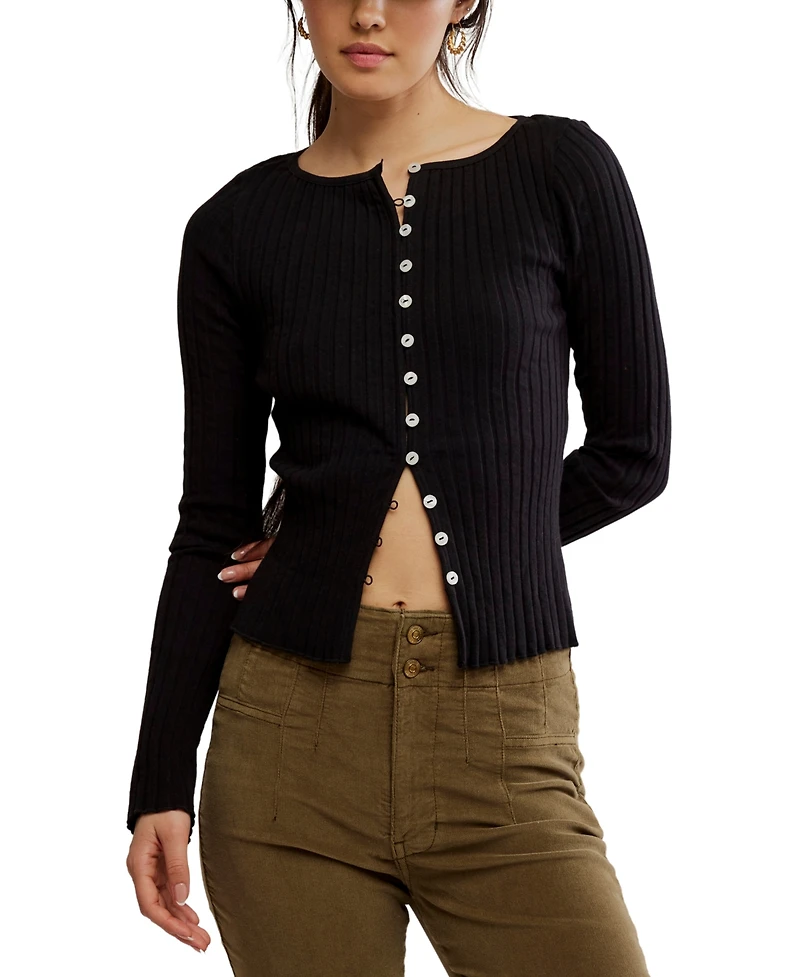 Free People Women's Button-Front Long-Sleeve Top
