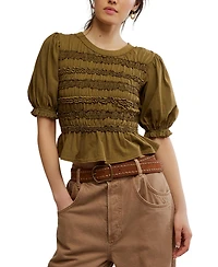 Free People Women's Cotton Puff-Sleeve Peplum Top
