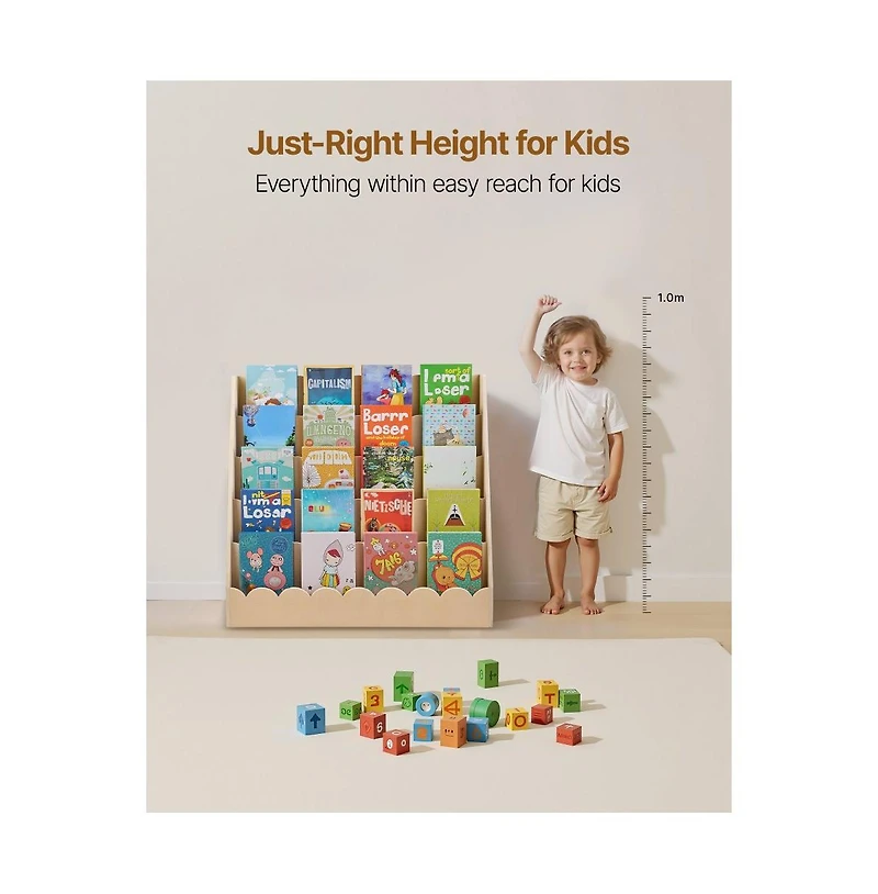 Slickblue 5-Tier Montessori Toddler Bookcase with Front-Facing Shelves
