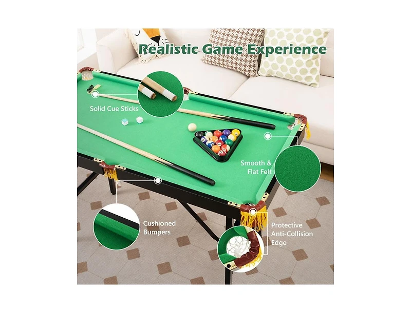 Boyel Living 47 Inch Folding Billiard Table with Cues and Brush Chalk Gaming Table