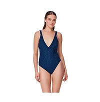 Gottex Women's Scaled Up Deep V Knit One Piece
