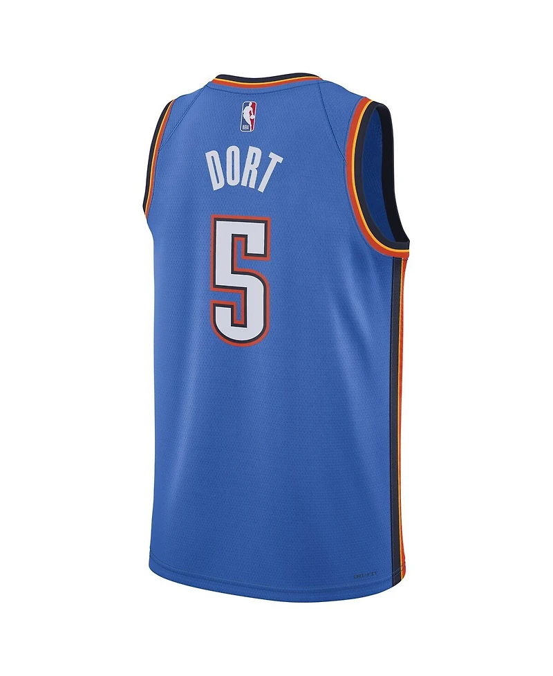 Nike Men's and Women's Luguentz Dort Blue Oklahoma City Thunder Swingman Player Jersey - Icon Edition