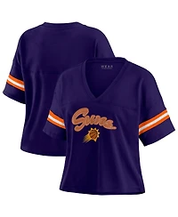 Wear by Erin Andrews Women's Purple Phoenix Suns Plus Color Block Boxy V-Neck T-Shirt