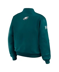 Wear by Erin Andrews Women's Midnight Green Philadelphia Eagles Patch Full-Zip Bomber Jacket