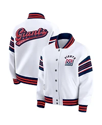 Wear by Erin Andrews Women's White New York Giants Full-Snap Fleece Sweatshirt Jacket