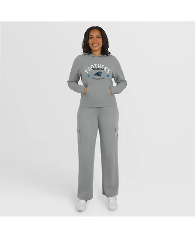 Wear by Erin Andrews Women's Gray Carolina Panthers Waffle-Knit Hooded Shirt & Pants Lounge Set