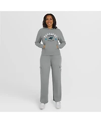 Wear by Erin Andrews Women's Gray Carolina Panthers Waffle-Knit Hooded Shirt & Pants Lounge Set