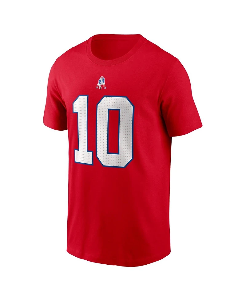 Nike Men's Drake Maye Red New England Patriots Name Number T-Shirt