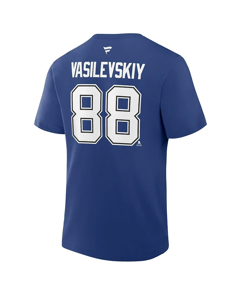 Fanatics Men's Andrei Vasilevskiy Blue Tampa Bay Lightning Authentic Stack Name Number T-Shirt