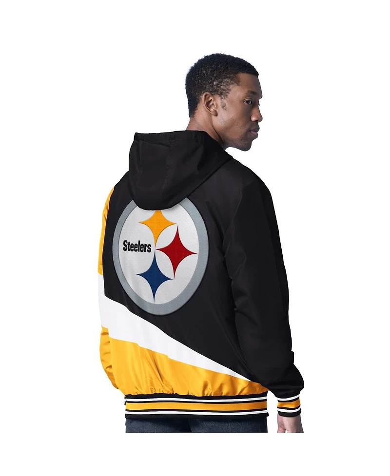 Men's Black/Charcoal Pittsburgh Steelers Dual Threat Reversable Full-Zip Hooded Jacket