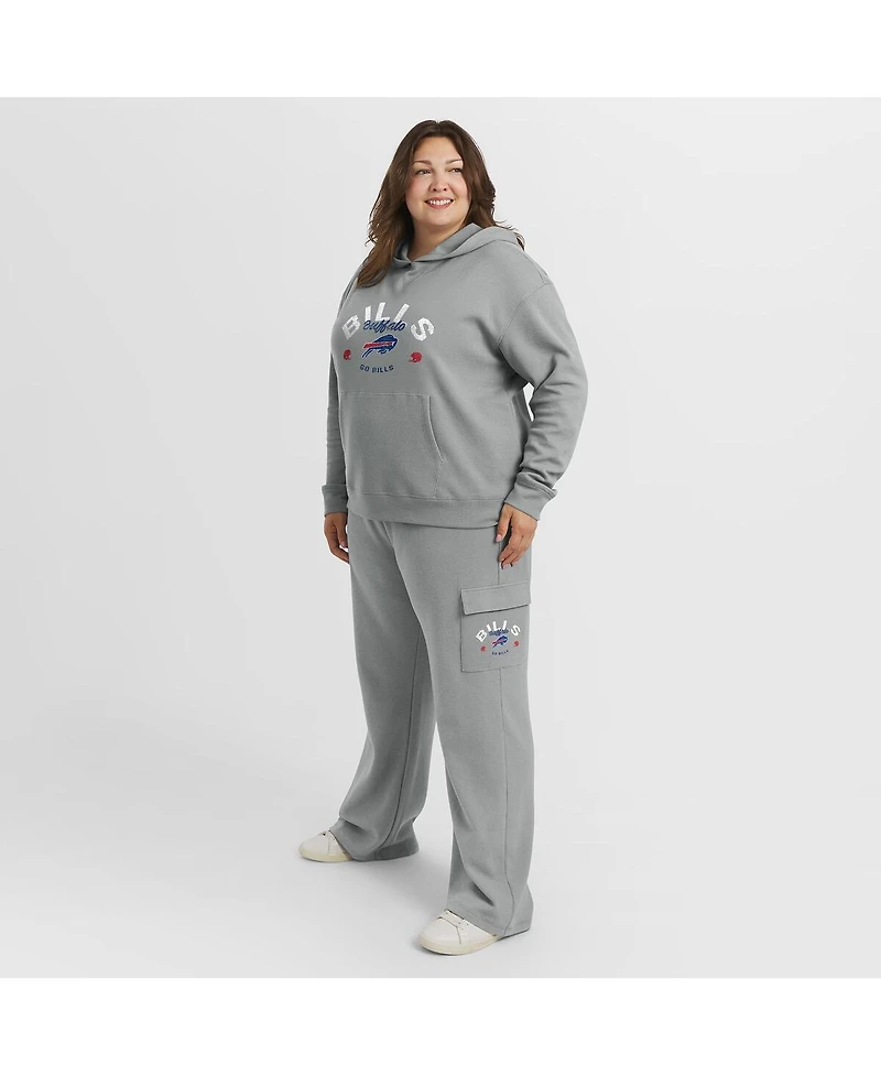 Women's Gray Buffalo Bills Plus Waffle-Knit Hooded Shirt & Pants Lounge Set